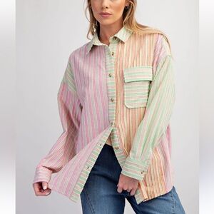 Striped Multicolor Button Down Shirt